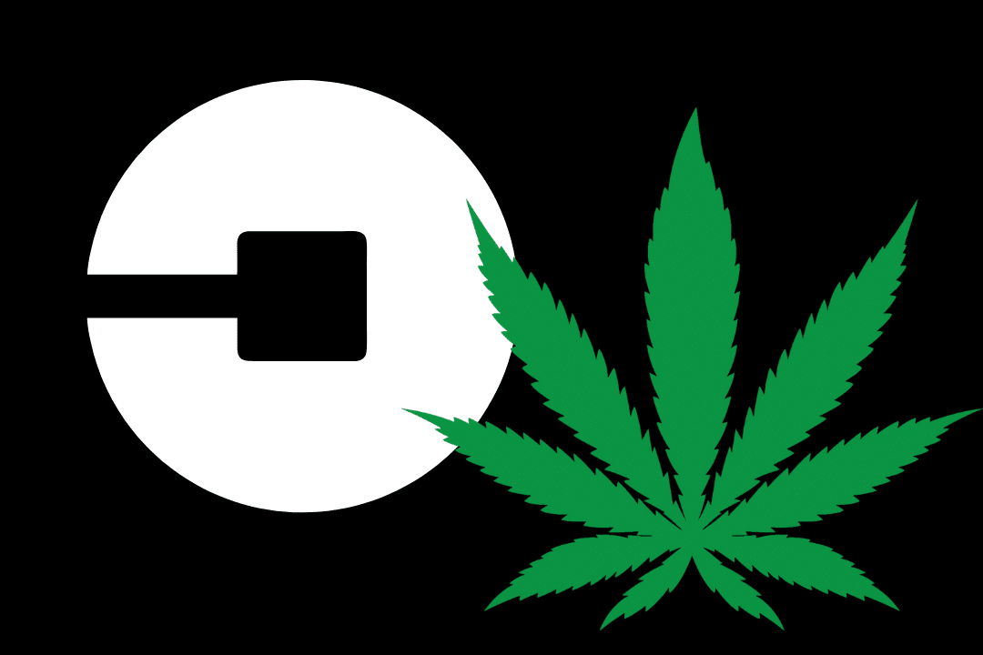 Uber logo with cannabis leaf