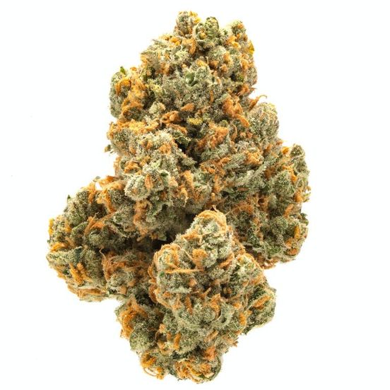 Close-up of Green Crack AAA Sativa buds, showcasing vibrant, trichome-dusted nugs with a bright green hue, reflecting its potent sativa lineage.